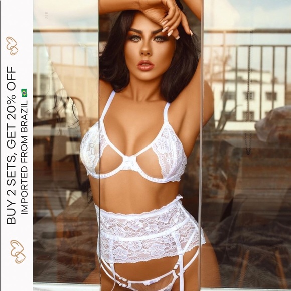 Wired bra, panty,garter belt & knee socks- 4 piece - Picture 2 of 12